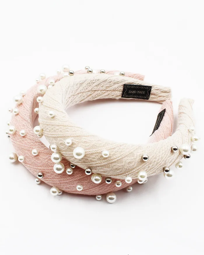 04112023shelf Pearl Beaded Fabric Headband Earrings 04112023shelf Pearl Beaded Fabric Headband Earrings