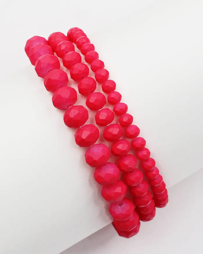 04192023 Bracelets Triple Layered Faceted Stretch Bracelet