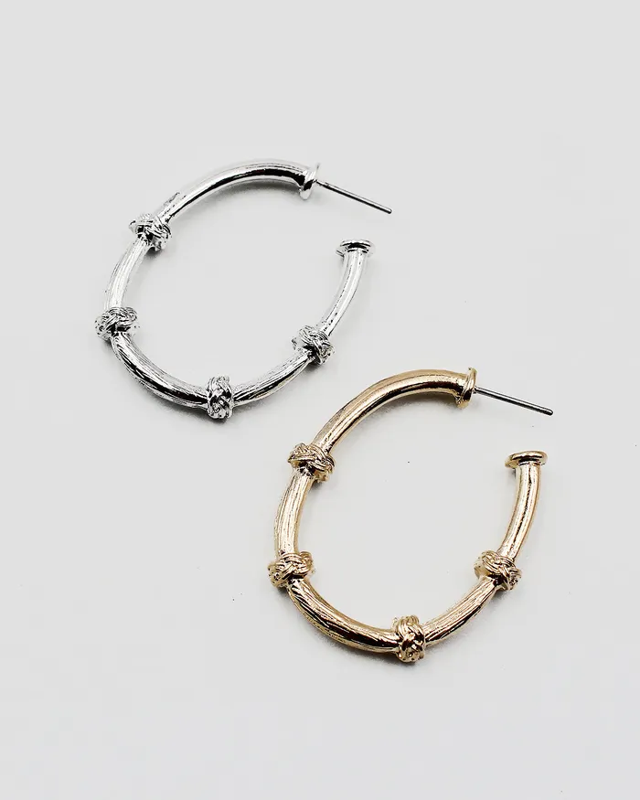 052022 Earrings Metal Knot Open Hoop Earrings