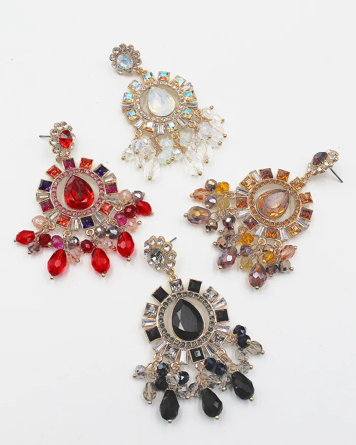 071422 Earrings Crystal Bling Chandelier Earrings