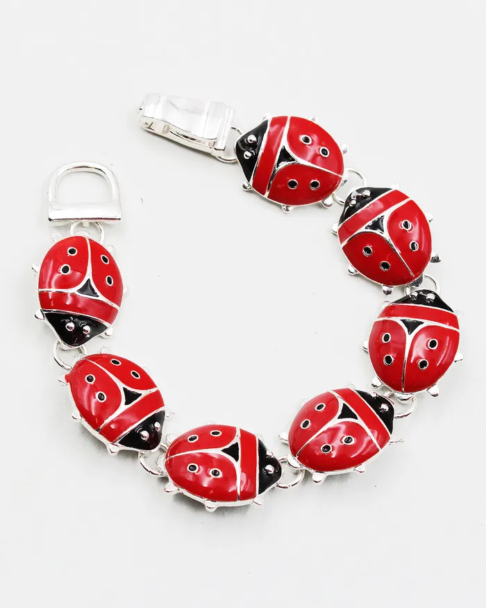 120722 Bracelets Lady Bug Magnetic Link Bracelet