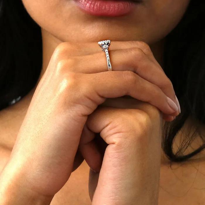 3Stone 12ct Greyish Blue Oval CZ Ring Set in Sterling Silver BERRICLE Rings
