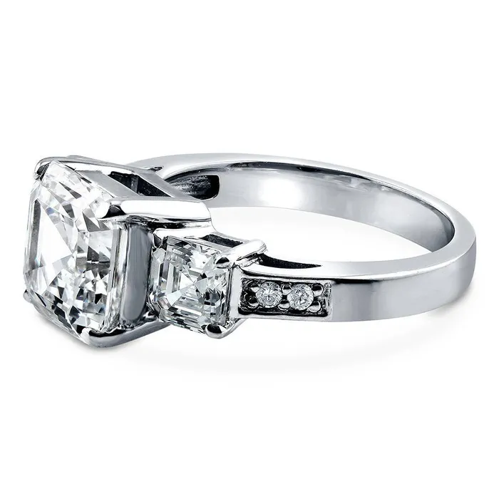 3Stone 41ct Asscher CZ Ring in Sterling Silver BERRICLE Rings