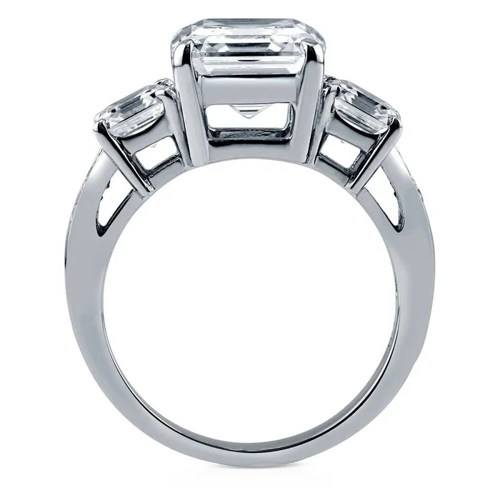 3Stone 41ct Asscher CZ Ring in Sterling Silver BERRICLE Rings