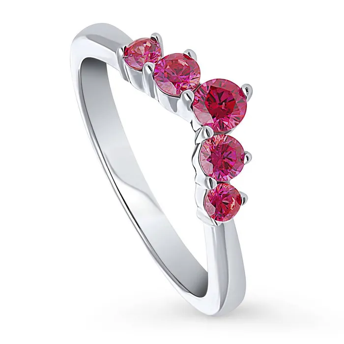 5Stone Wishbone CZ Stackable Band in Sterling Silver BERRICLE Rings