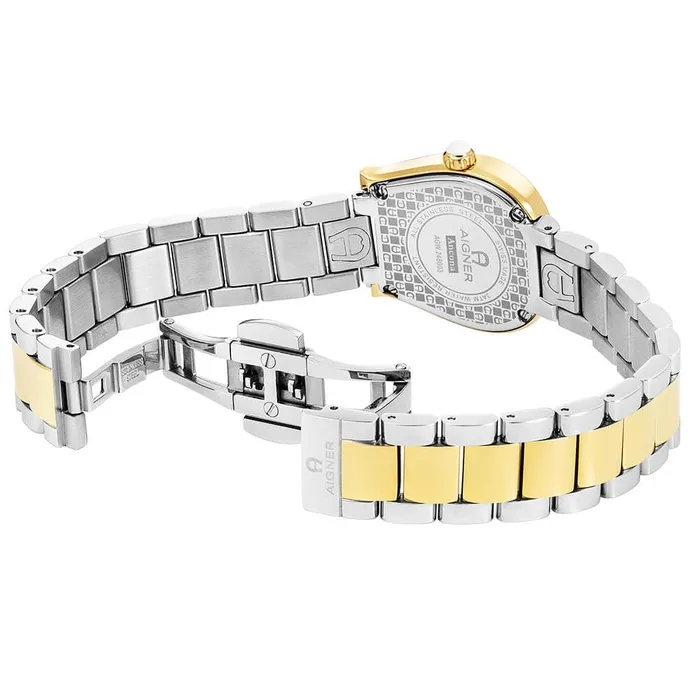 Aigner Aigner Ancona Ladies Green Dial Stainless Steel Silver Gold Plated Watch Earrings Aigner Aigner Ancona Ladies Green Dial Stainless Steel Silver Gold Plated Watch Earrings