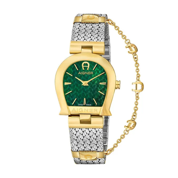 Aigner AIGNER Womens Cremona Green Dial Mesh Bracelet Watch Bracelets