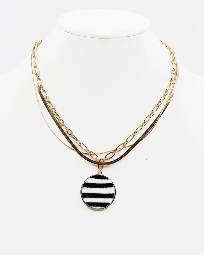 Animal Print Calf Skin Pendant Gold Chain Necklace 110222 Necklaces Animal Print Calf Skin Pendant Gold Chain Necklace 110222 Necklaces