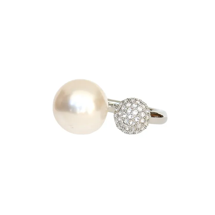 Armani Rings Armani Ladies Ring Stainless Steel Open Style With Pearl Stones Size 8 Armani Rings Armani Ladies Ring Stainless Steel Open Style With Pearl Stones Size 8