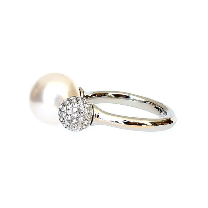 Armani Rings Armani Ladies Ring Stainless Steel Open Style With Pearl Stones Size 8 Armani Rings Armani Ladies Ring Stainless Steel Open Style With Pearl Stones Size 8