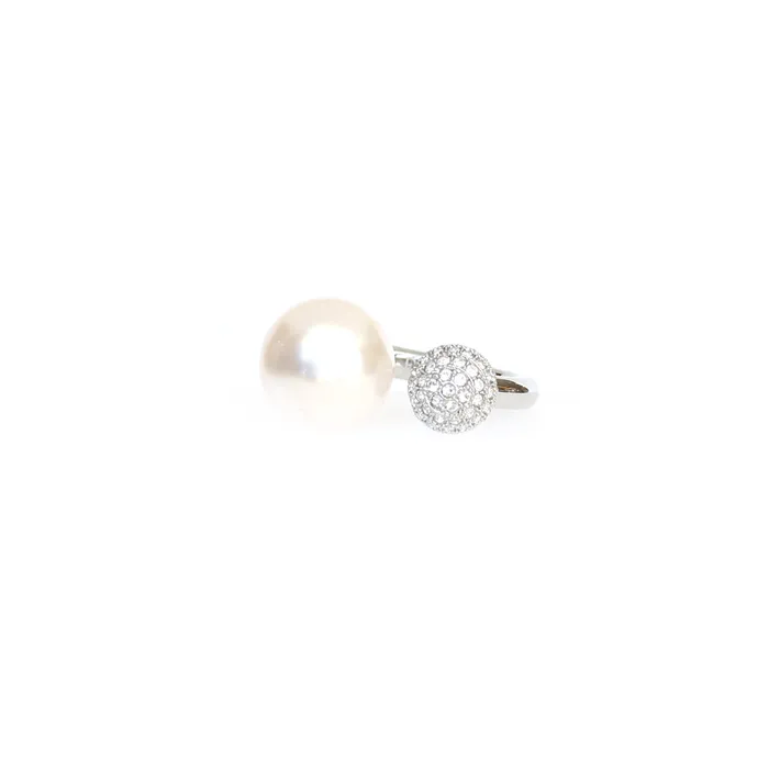Armani Rings Armani Ladies Ring Stainless Steel Open Style With Pearl Stones Size 8 Armani Rings Armani Ladies Ring Stainless Steel Open Style With Pearl Stones Size 8