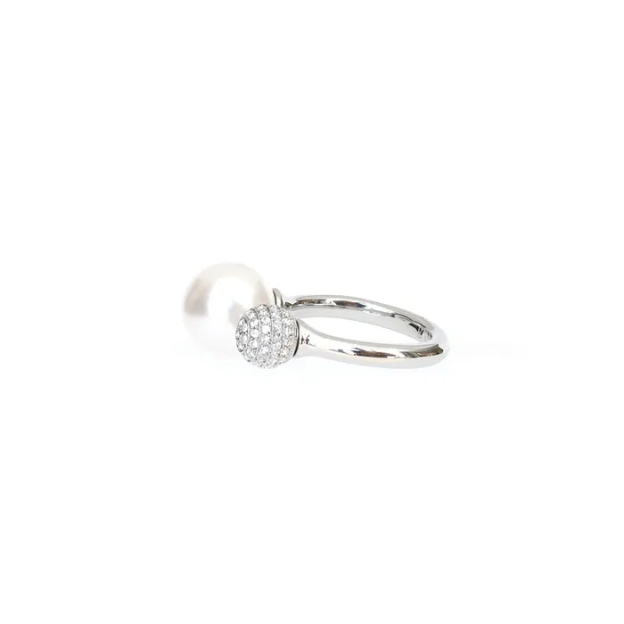 Armani Rings Armani Ladies Ring Stainless Steel Open Style With Pearl Stones Size 8 Armani Rings Armani Ladies Ring Stainless Steel Open Style With Pearl Stones Size 8
