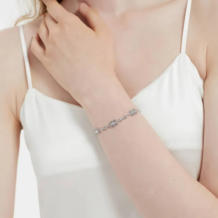 Art Deco CZ Chain Bracelet in Sterling Silver BERRICLE Bracelets