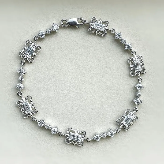 Art Deco CZ Chain Bracelet in Sterling Silver BERRICLE Bracelets
