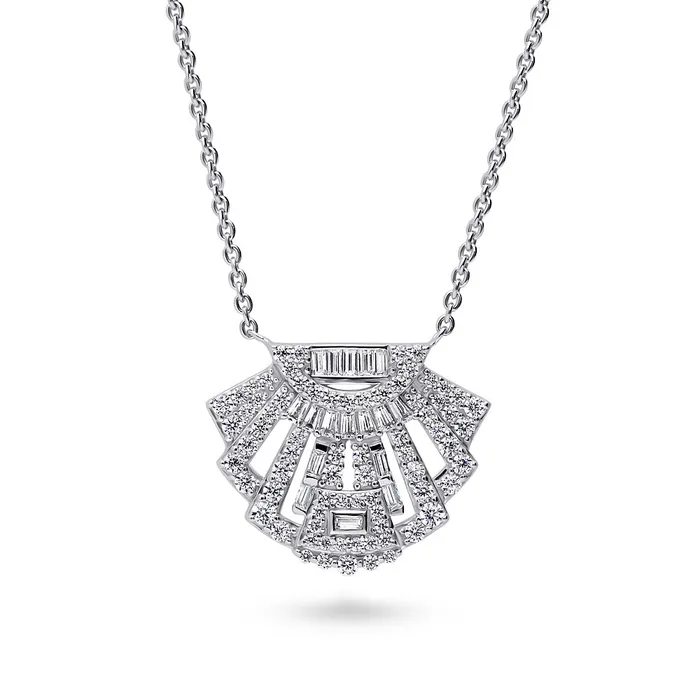 Art Deco CZ Pendant Necklace in Sterling Silver BERRICLE Necklaces