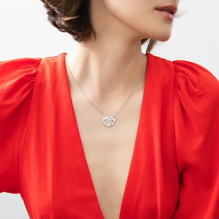 Art Deco CZ Pendant Necklace in Sterling Silver BERRICLE Necklaces