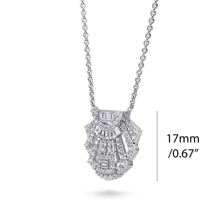 Art Deco CZ Pendant Necklace in Sterling Silver BERRICLE Necklaces