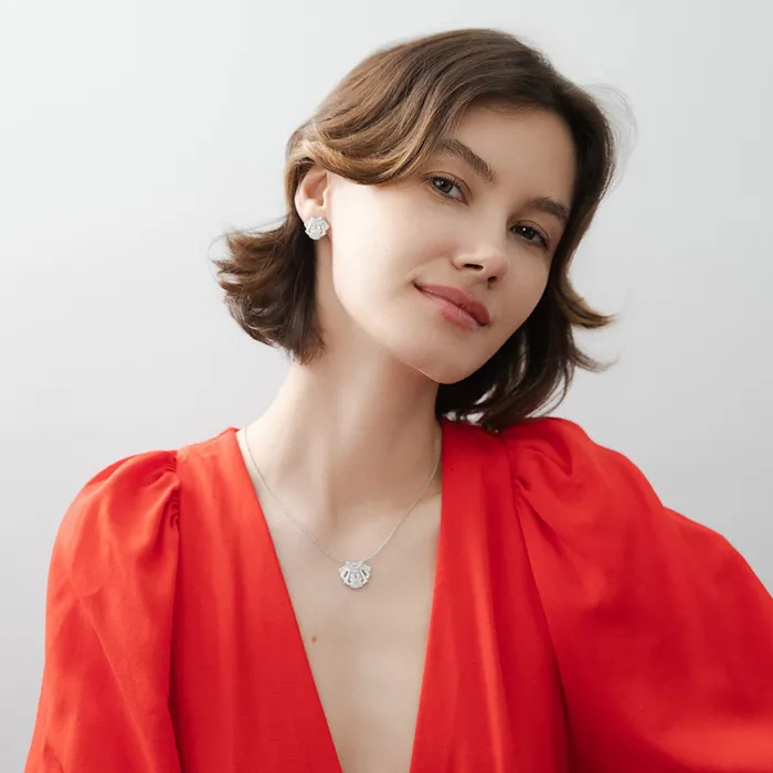 Art Deco CZ Pendant Necklace in Sterling Silver BERRICLE Necklaces
