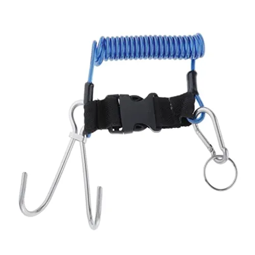 ATORSE Scuba Diving Stainless Steel Dual Reef Hooks Spiral Coiled Lanyard Blue Dropshipped via Social Commerce Network Bracelets ATORSE Scuba Diving Stainless Steel Dual Reef Hooks Spiral Coiled Lanyard Blue Dropshipped via Social Commerce Network Bracelets