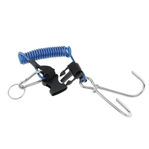 ATORSE Scuba Diving Stainless Steel Dual Reef Hooks Spiral Coiled Lanyard Blue Dropshipped via Social Commerce Network Bracelets