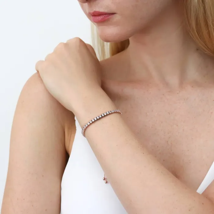 Bar CZ Tennis Bracelet in Rose Gold Flashed Sterling Silver 610 BERRICLE Bracelets