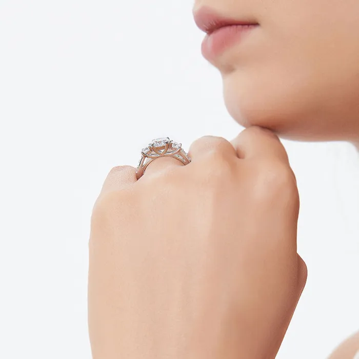 BERRICLE 3Stone 125ct CZ Ring Set in Sterling Silver Rings