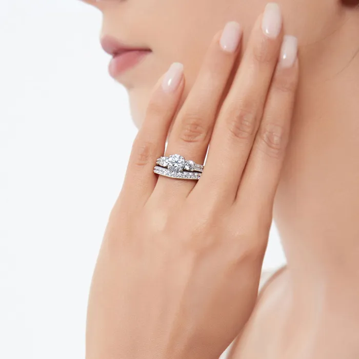BERRICLE 3Stone 125ct CZ Ring Set in Sterling Silver Rings