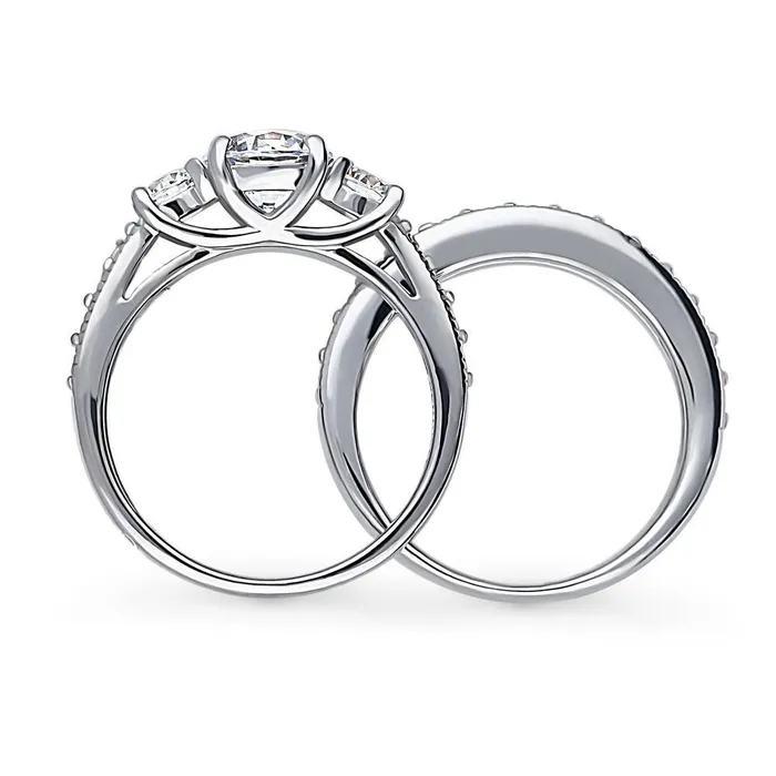 BERRICLE 3Stone 125ct CZ Ring Set in Sterling Silver Rings