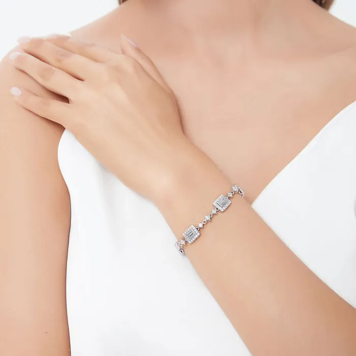 BERRICLE Bracelets Art Deco CZ Chain Bracelet in Sterling Silver