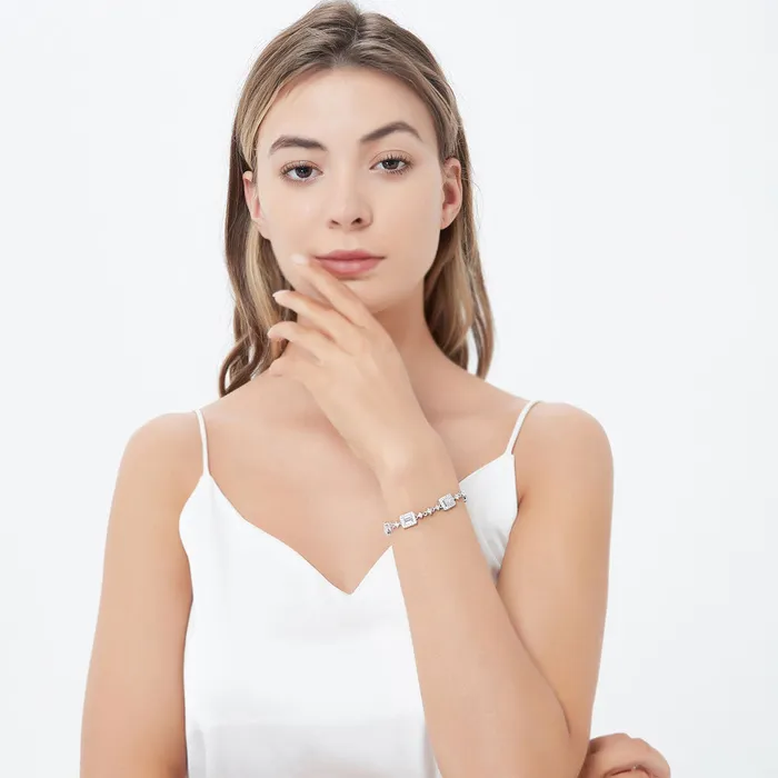 BERRICLE Bracelets Art Deco CZ Chain Bracelet in Sterling Silver
