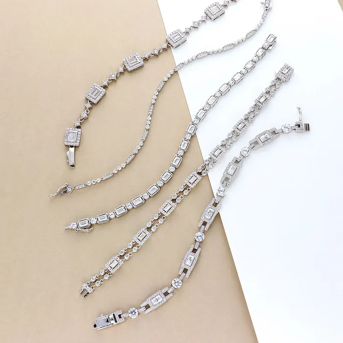 BERRICLE Bracelets Art Deco CZ Chain Bracelet in Sterling Silver