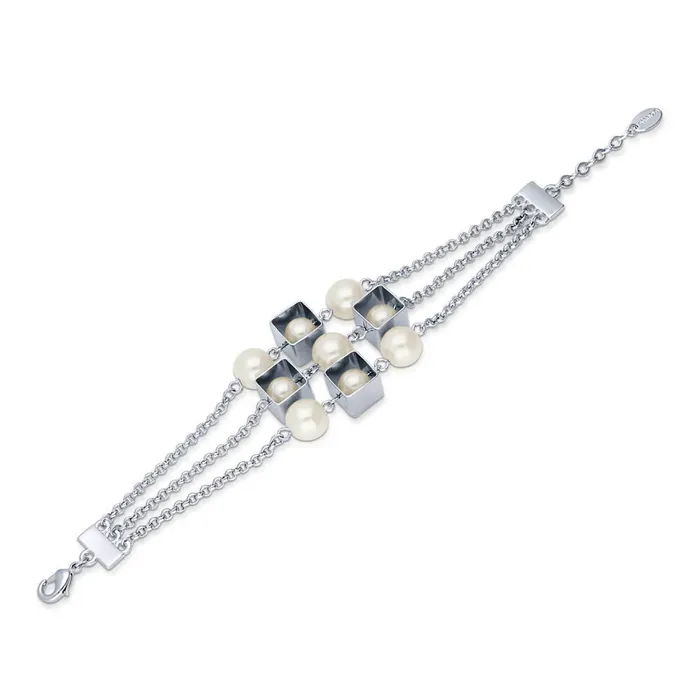 BERRICLE Bracelets Imitation Pearl Chain Bracelet in Brass
