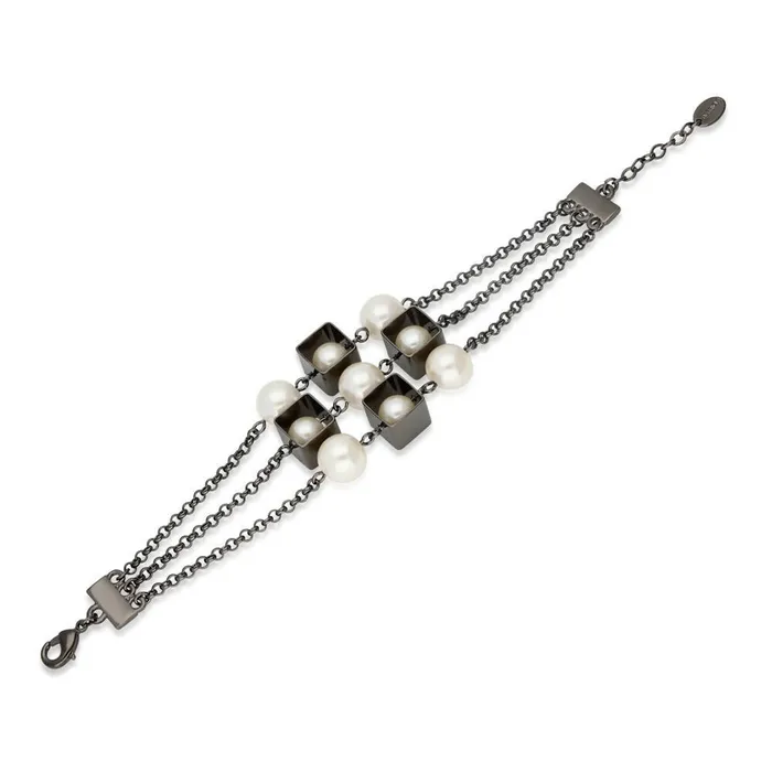 BERRICLE Bracelets Imitation Pearl Chain Bracelet in Brass