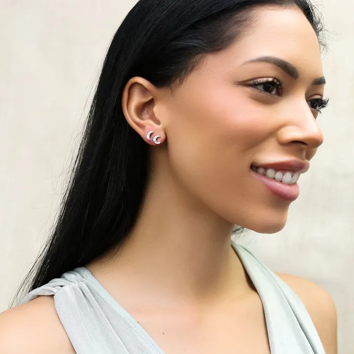 BERRICLE Earrings Crescent Moon Stud Earrings in Sterling Silver