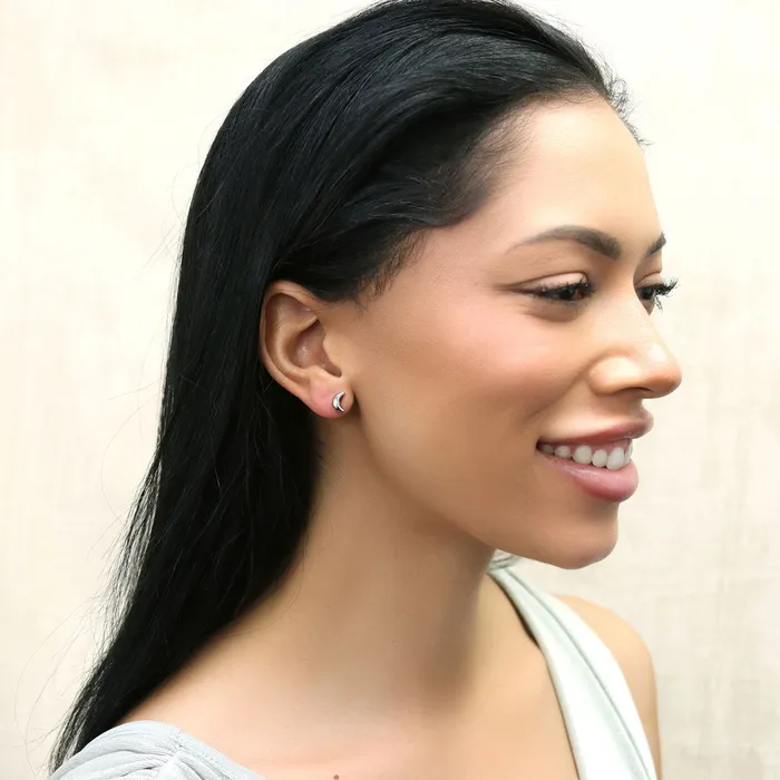 BERRICLE Earrings Crescent Moon Stud Earrings in Sterling Silver