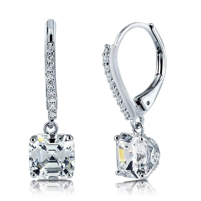 BERRICLE Earrings CZ Leverback Earrings in Sterling Silver