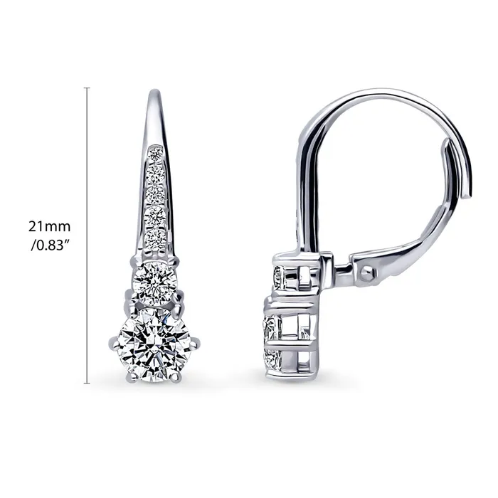 BERRICLE Earrings CZ Leverback Earrings in Sterling Silver