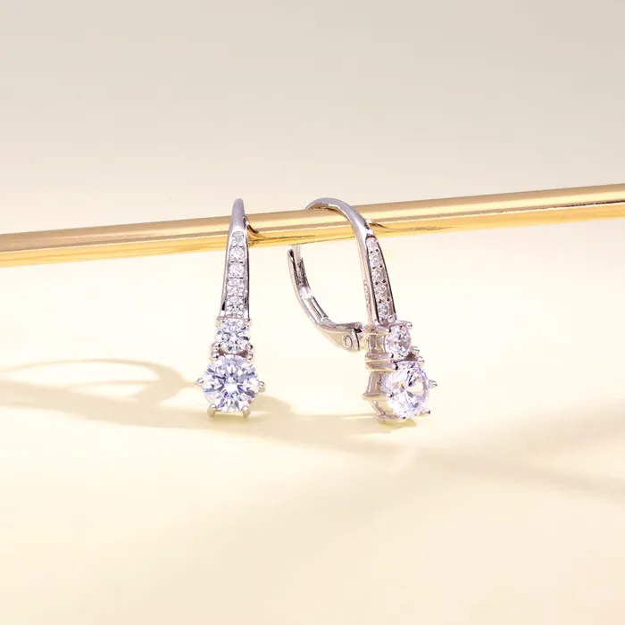 BERRICLE Earrings CZ Leverback Earrings in Sterling Silver
