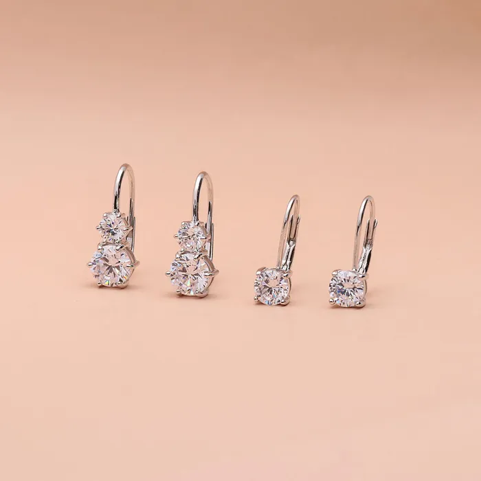 BERRICLE Earrings CZ Leverback Earrings in Sterling Silver