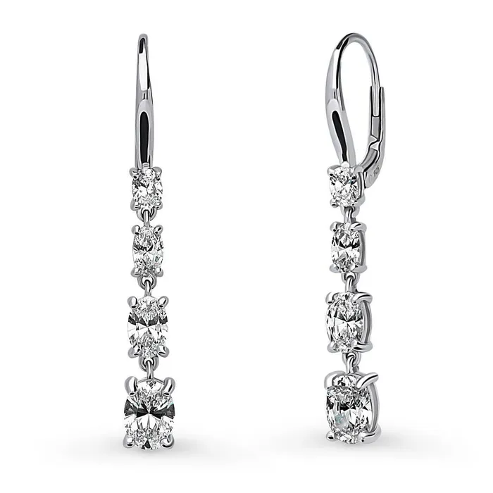 BERRICLE Earrings Graduated CZ Leverback Earrings in Sterling Silver