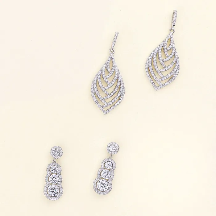 BERRICLE Earrings Leaf CZ Dangle Earrings in Sterling Silver