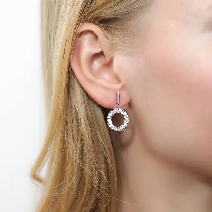 BERRICLE Earrings Open Circle CZ Earrings in Sterling Silver