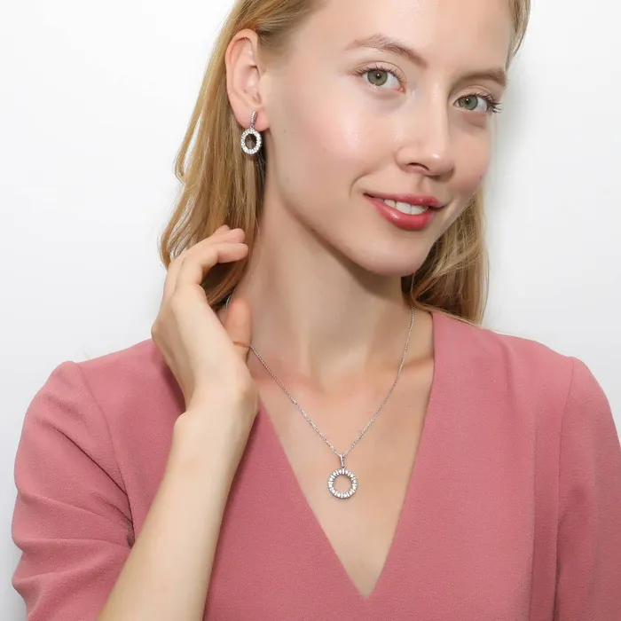 BERRICLE Earrings Open Circle CZ Earrings in Sterling Silver