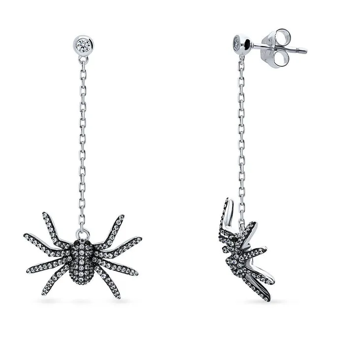 BERRICLE Earrings Spider CZ Dangle Earrings in Sterling Silver