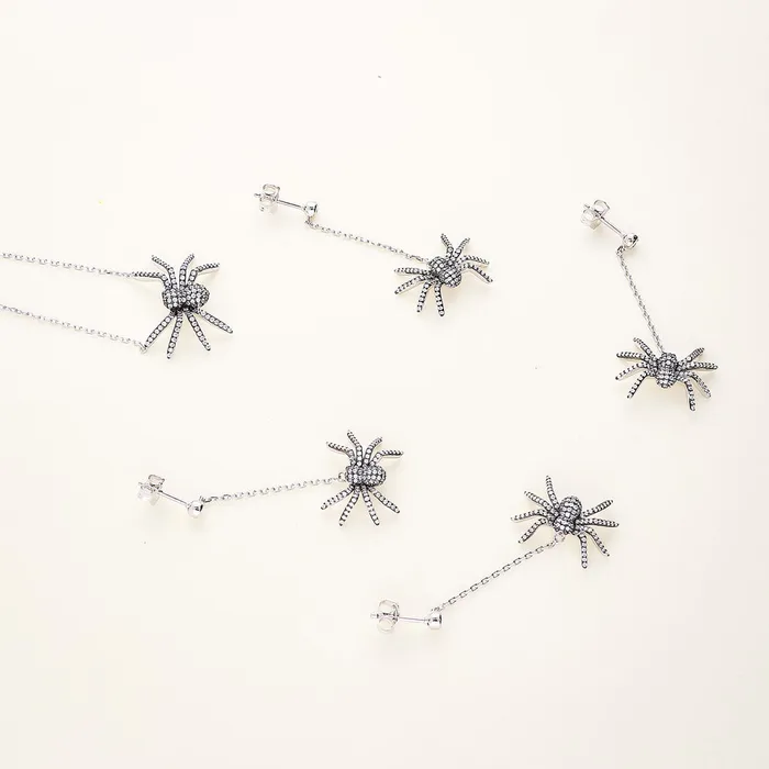 BERRICLE Earrings Spider CZ Dangle Earrings in Sterling Silver