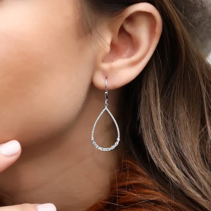 BERRICLE Earrings Teardrop CZ Leverback Earrings in Sterling Silver
