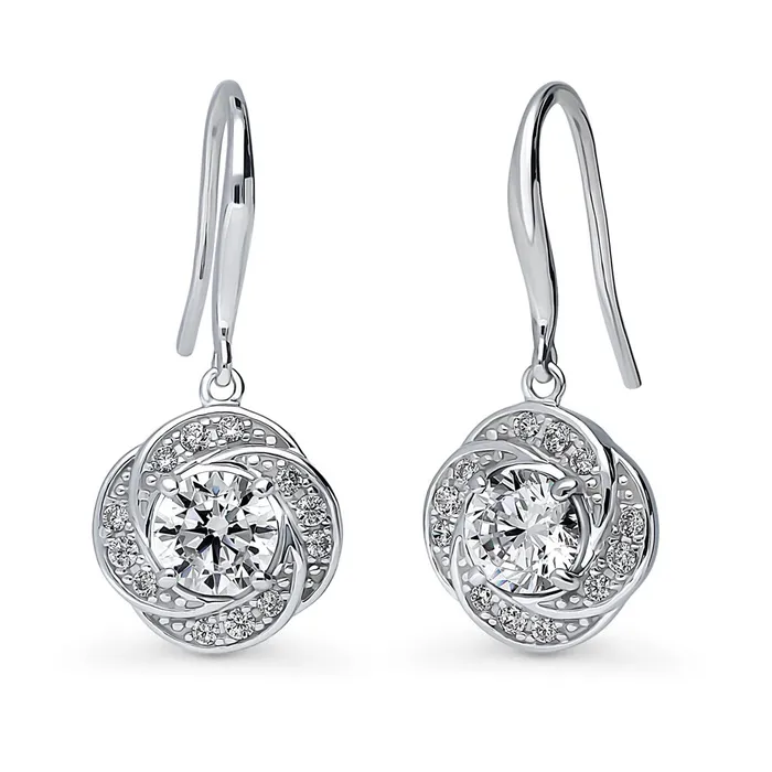 BERRICLE Flower Woven CZ Necklace and Earrings in Sterling Silver Earrings