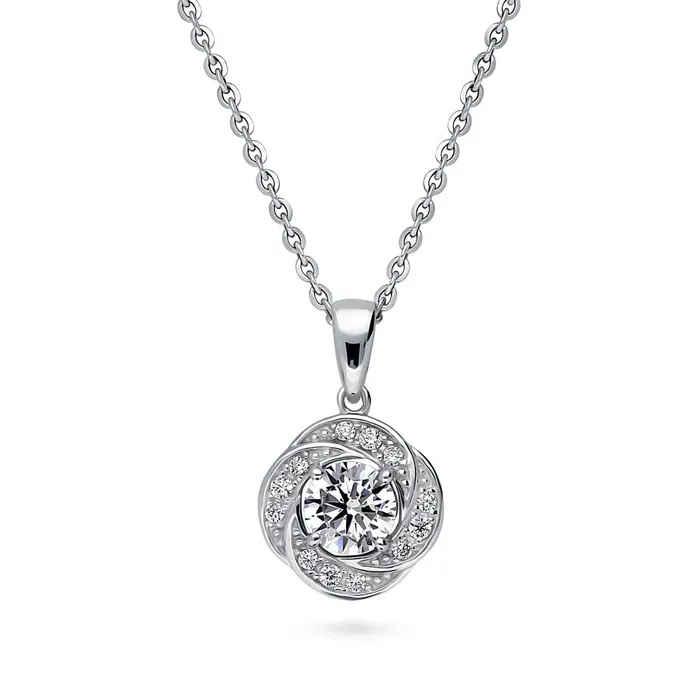 BERRICLE Flower Woven CZ Necklace and Earrings in Sterling Silver Earrings