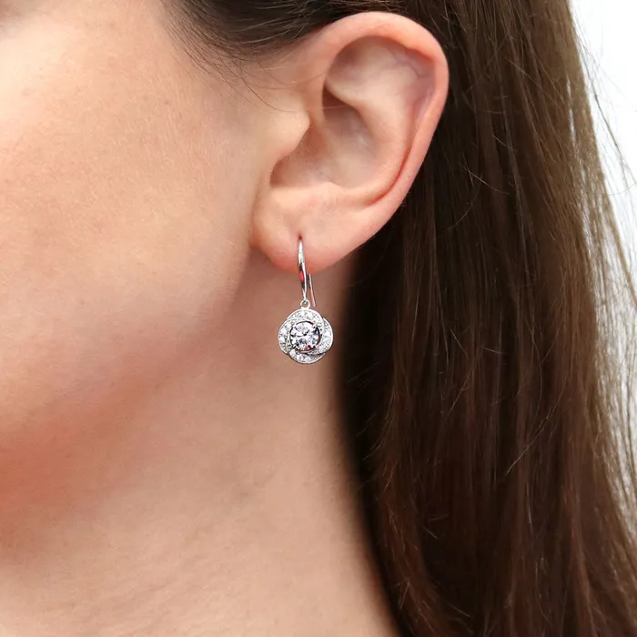 BERRICLE Flower Woven CZ Necklace and Earrings in Sterling Silver Earrings