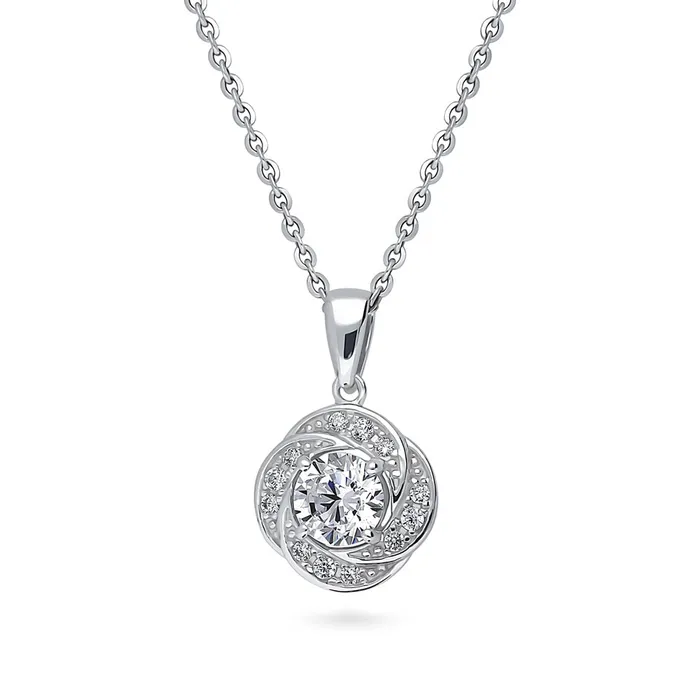BERRICLE Flower Woven CZ Necklace and Earrings in Sterling Silver Earrings